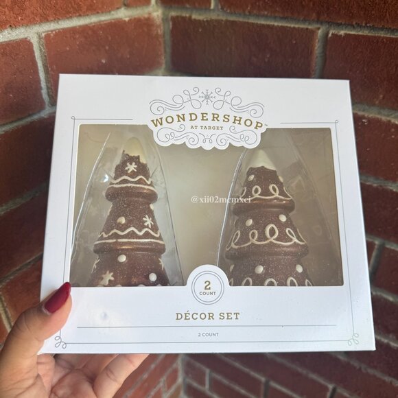 TARGET WONDERSHOP CHRISTMAS GINGERBREAD TREE DECOR 2PK - Picture 1 of 4